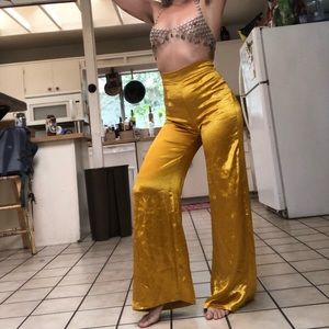 Satin Gold Flair Pants